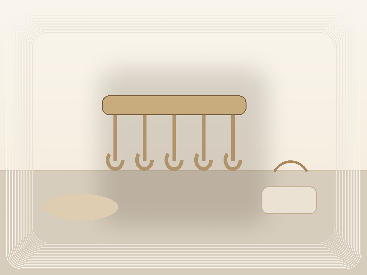 Wall Hooks or Peg Rail styled as a calm Pretty Practical product find