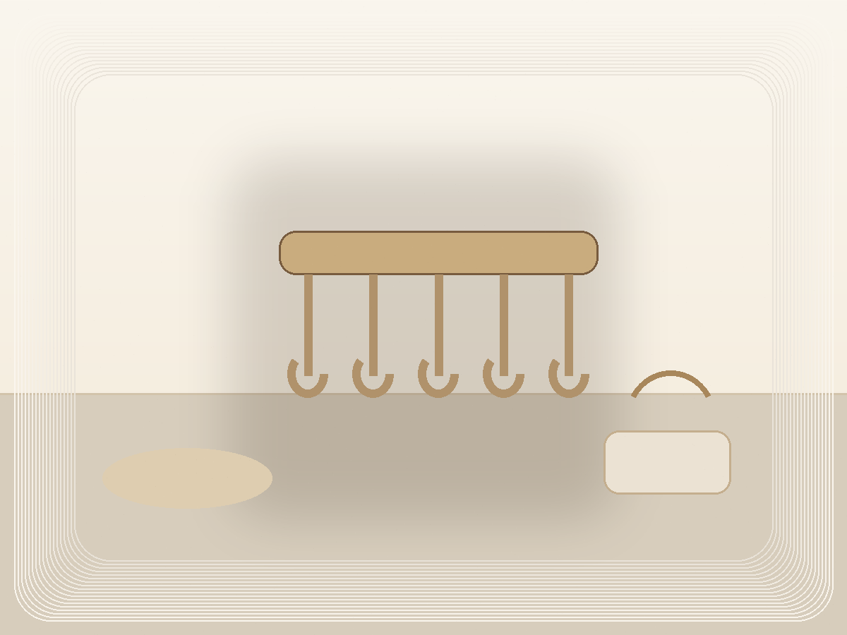 Wood and Brass Wall Hooks styled as a calm Pretty Practical product find
